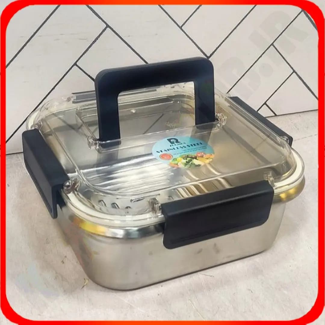 ظرف ناهارخوری استیل ضدزنگ دسته دار زومبا B1186 سایز 2.2 لیتر