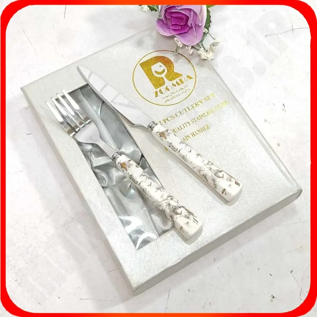 ست کارد و چنگال جعبه‌ای طرح ماربل سنگی زومبا مدل 4-29418