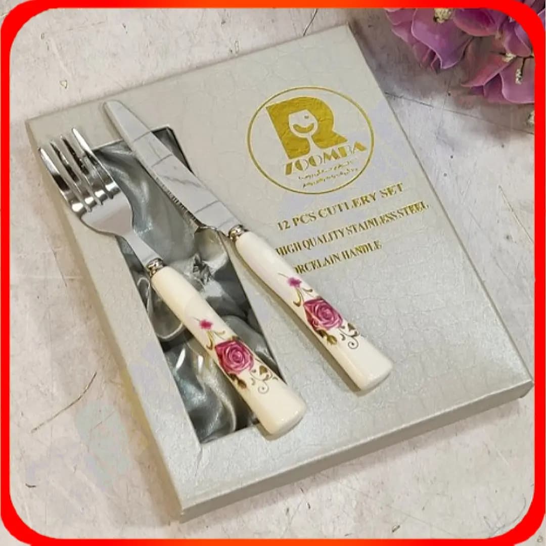 ست کارد و چنگال جعبه‌ای طرح رز صورتی زومبا مدل 9-29419