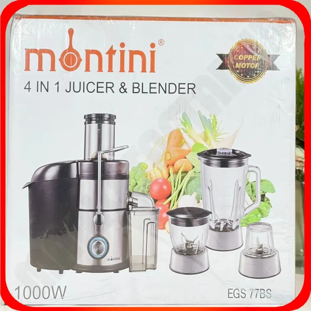 آبمیوه گیری 4 کاره مدل EGS77BS پایه استیل مشکی مونتینی