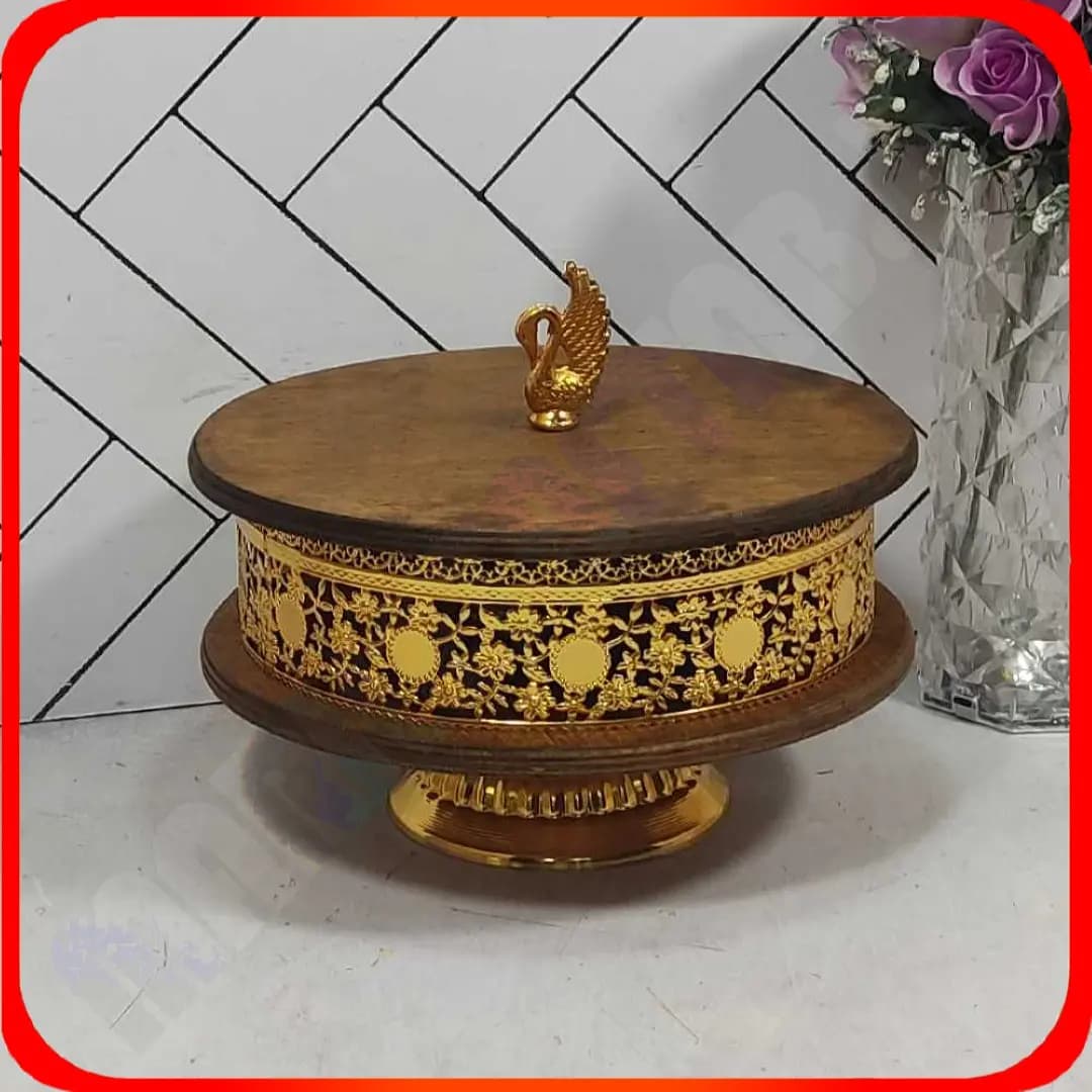 شکلات خوری گرد کف چوب طلایی مهتاب خاتم
