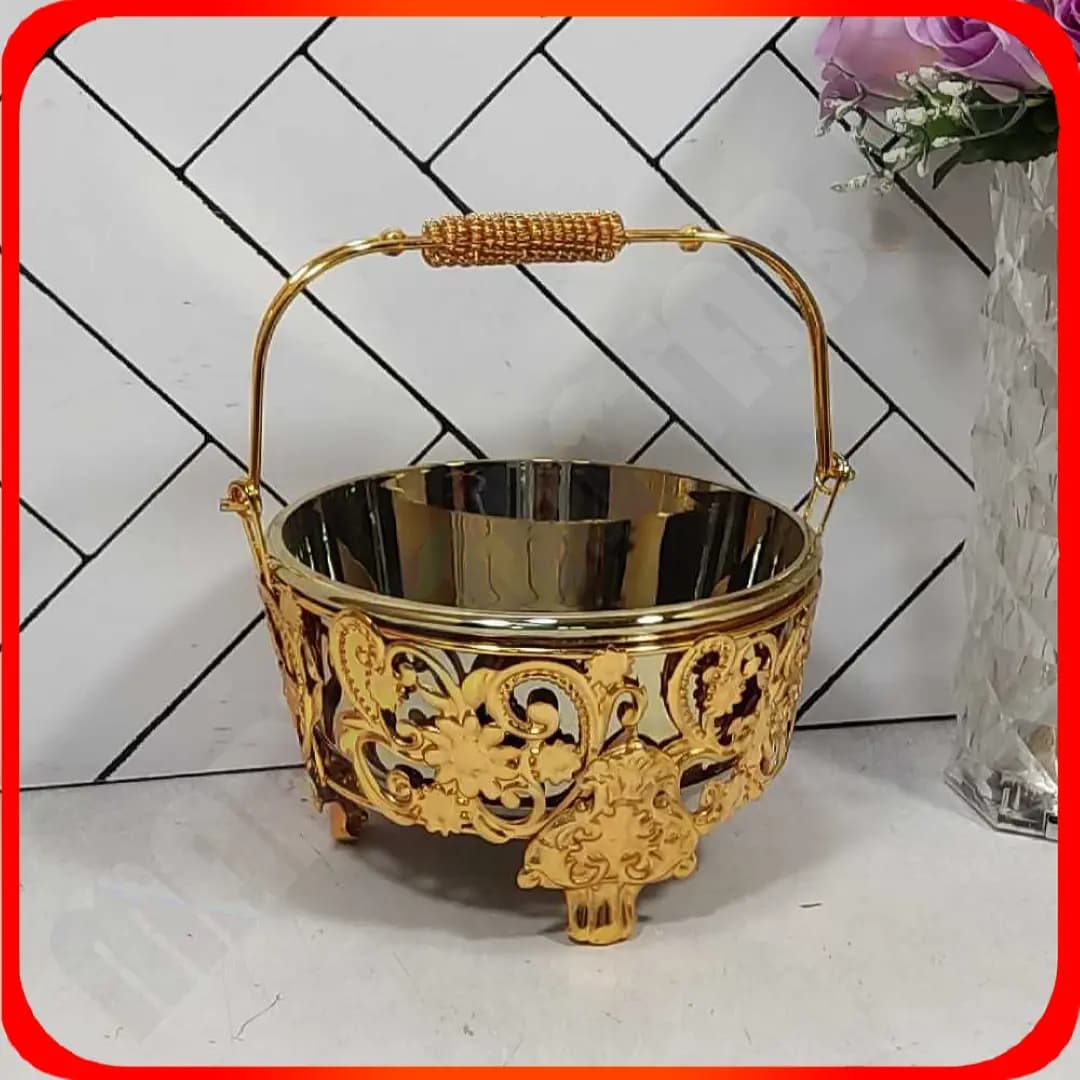 شکلات خوری دسته فلزی زنگان طلایی خاتم