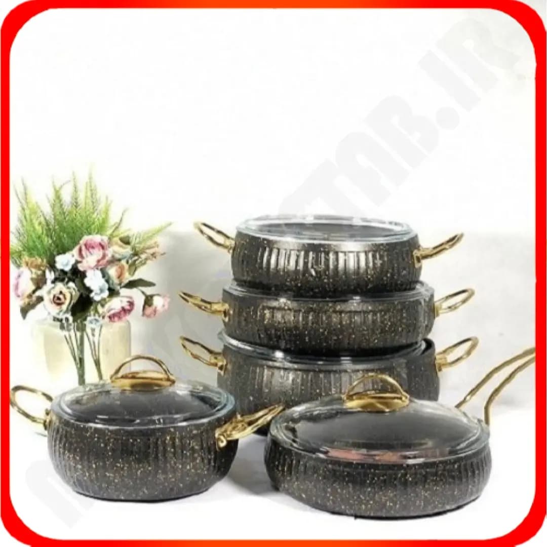 سرویس 10 پارچ طرح سلین خمره ای EVIZ _ مشکی گرانیتی اویز