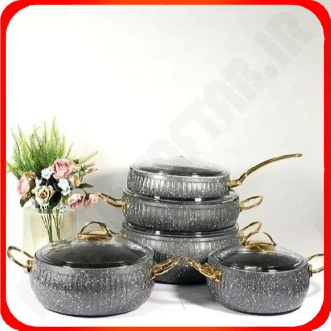 سرویس 10 پارچ طرح سلین خمره ای EVIZ _ طوسی اویز