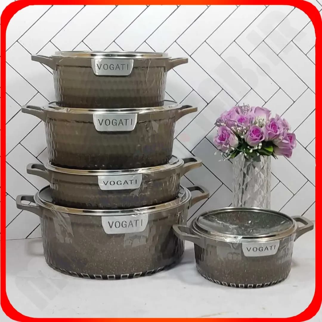سرویس قابلمه 10 پارچه DMO-1SET گرانیتی شکلاتی ووگاتی