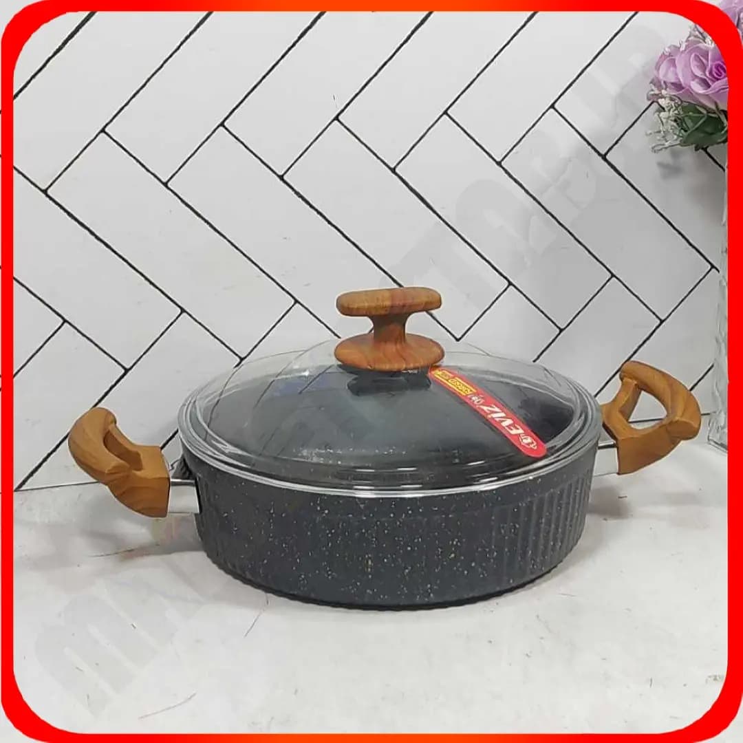 تابه 24 درب دار فورج مدل السا مشکی EVIZ اویز پلاس
