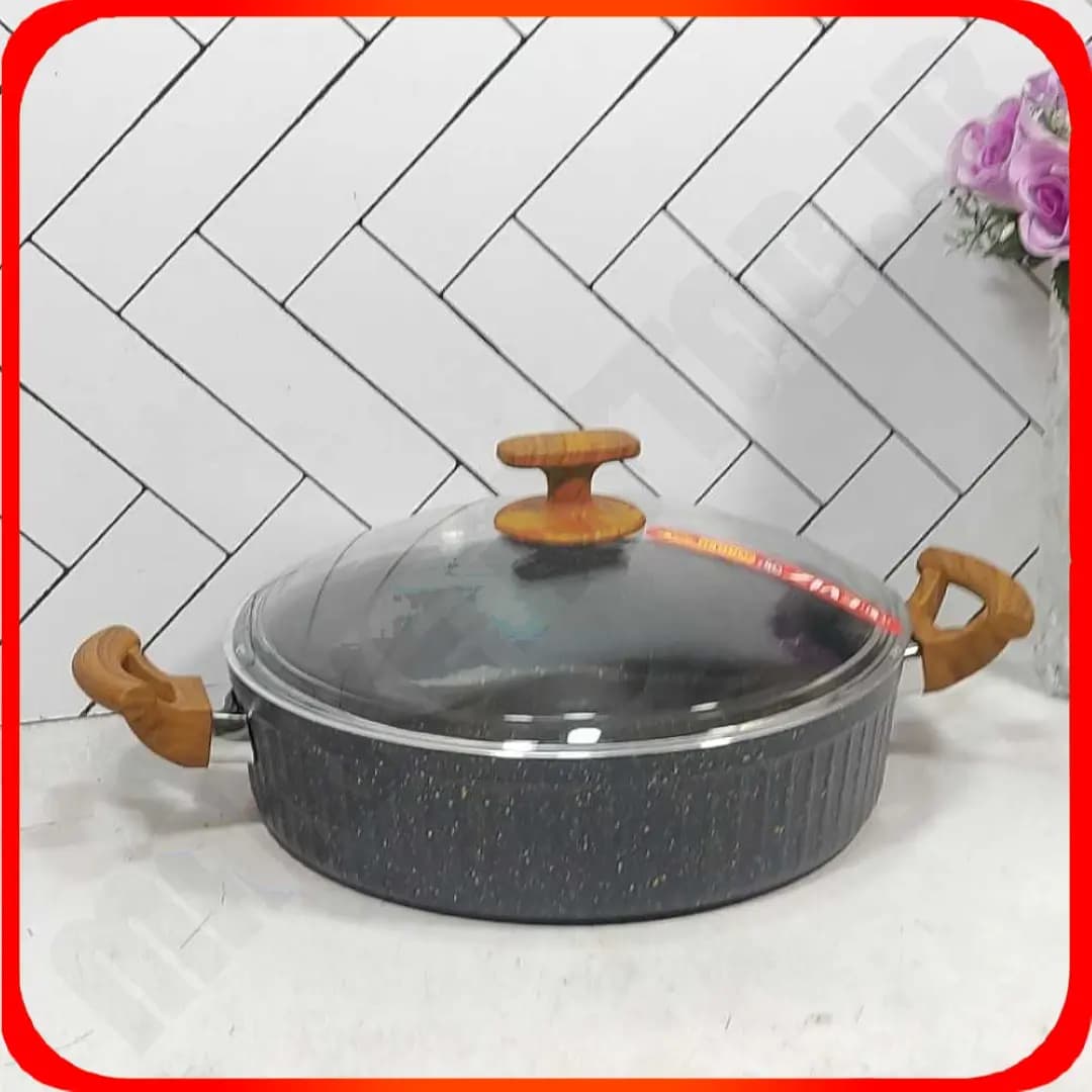تابه 28 درب دار فورج مدل السا مشکی EVIZ اویز پلاس