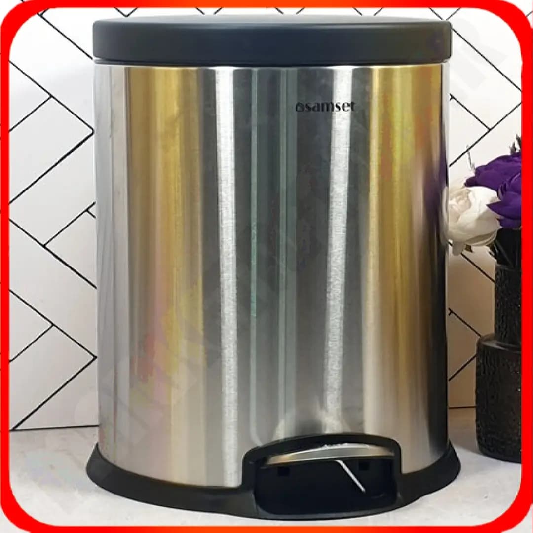 سطل پدالی 16 لیتر استوانه ای V استیل 40101001سام ست