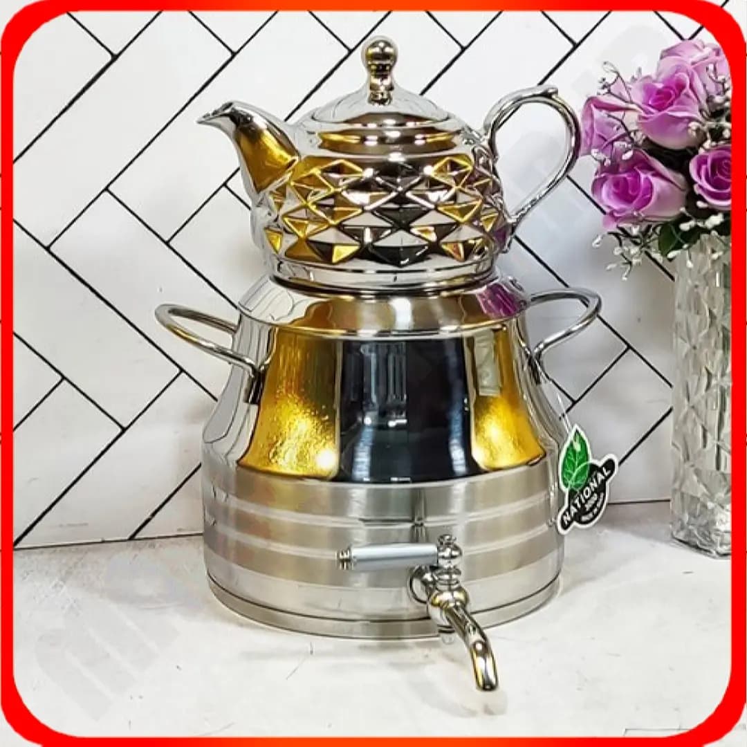 کتری قوری یونیک دسته استیل شیردار ناسیونال