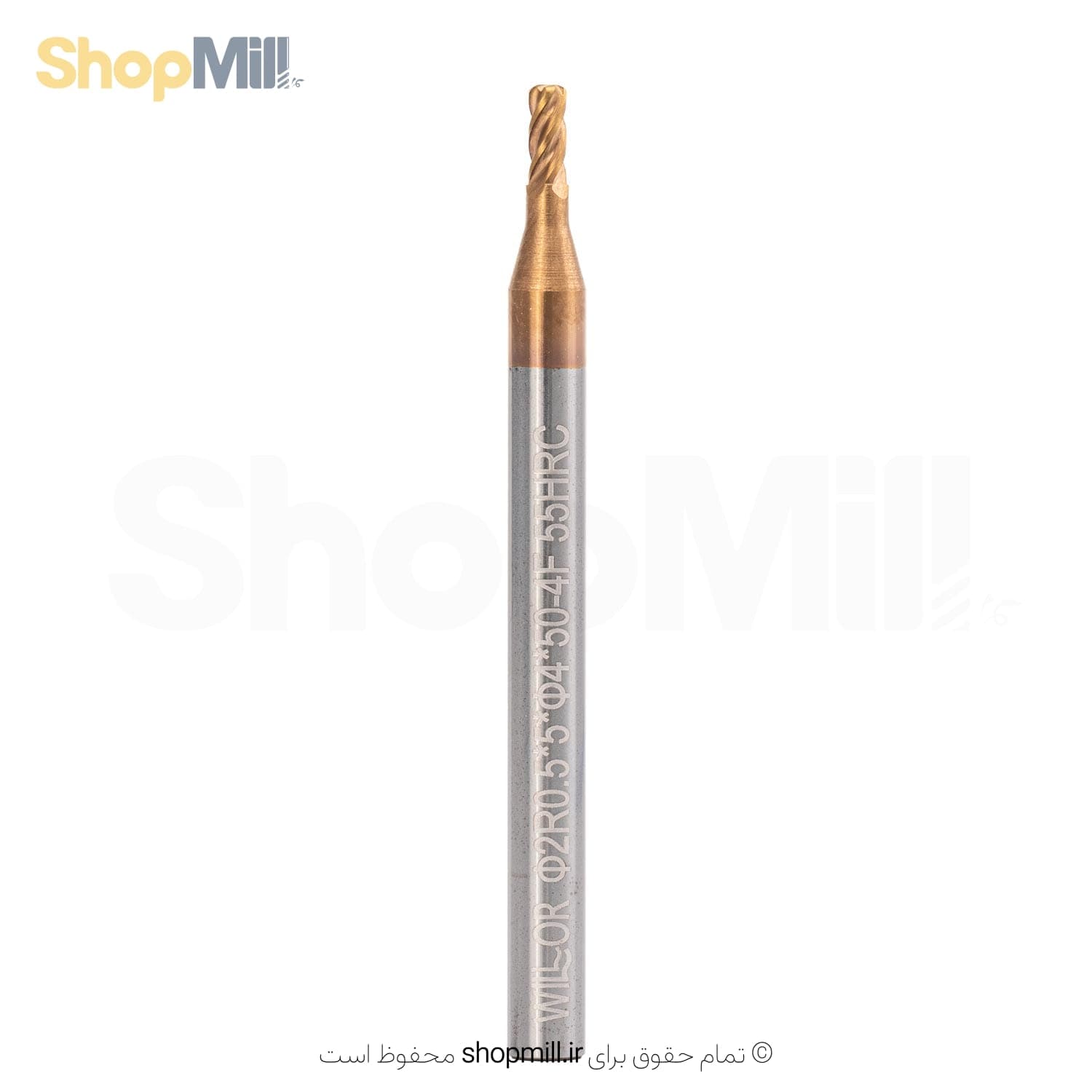فرز انگشتی الماس (کارباید) 2 تیپ R0.5 طول 50 ویلور(WILOR) مدل 2R0.5*5*4*50-4F 55HRC