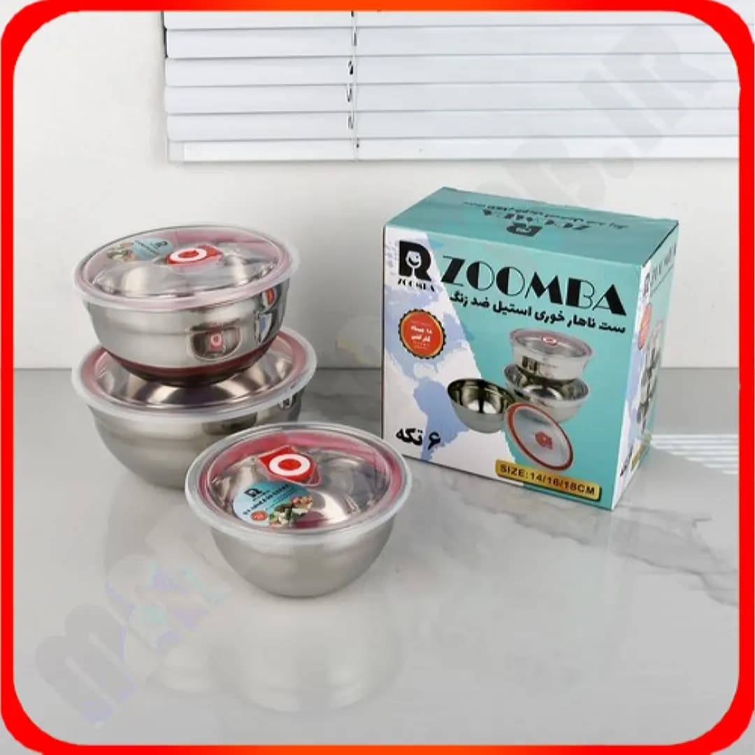 سرویس کاسه ای ناهارخوری 6 پارچه استیل ضدزنگ 3 سایز B0305 زومبا