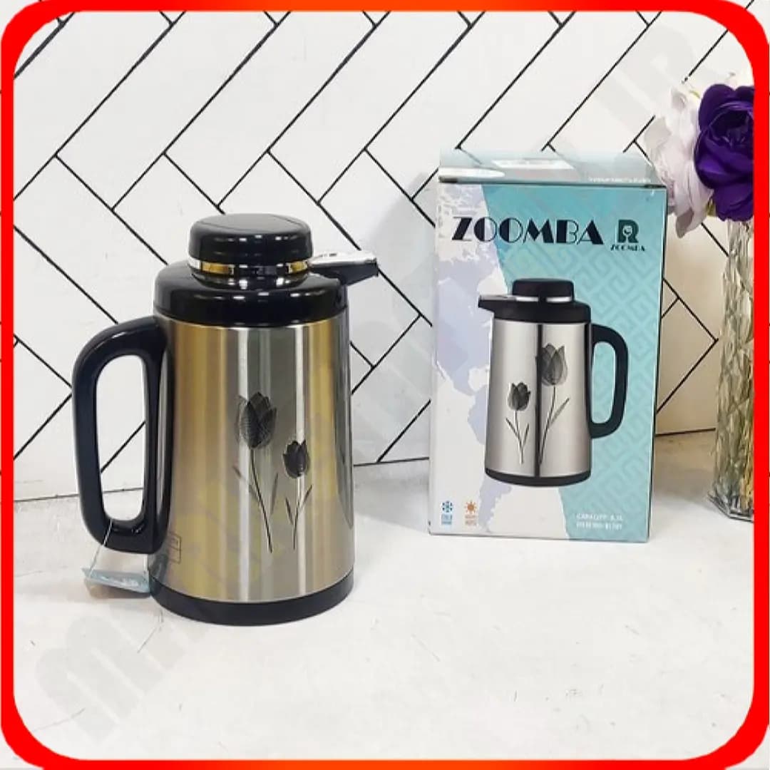 فلاکس نیم لیتری شیشه صورتی S1701 گلدار زومبا
