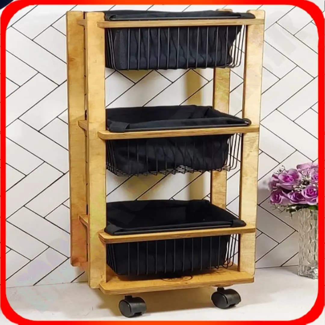 جاپیازی 3 طبقه مربع پارچه ای ZB-498 چرخ دار زومبا