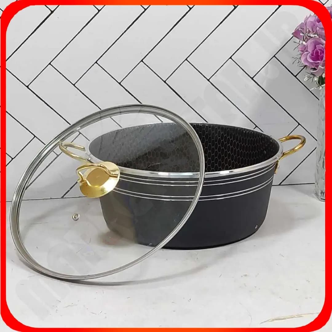قابلمه تک سایز 28 دسته طلایی درب پیرکس زومبا