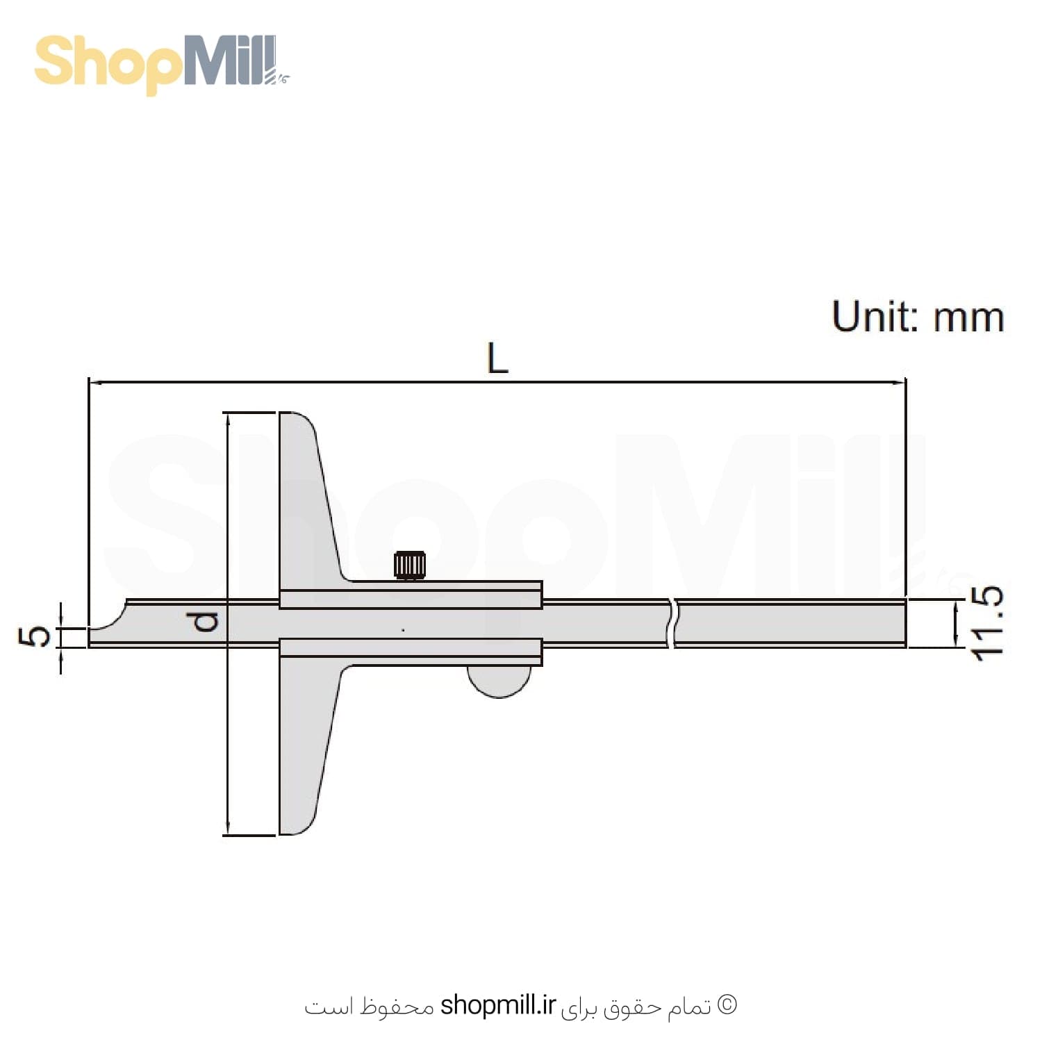 کولیس معمولی اینسایز (Insize) 20 سانتی متر عمق سنج استن استیل مدل 2001-1240 — تصویر ۲