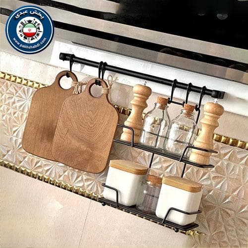 استند جا ادویه دو طبقه دسته دار رومیزی — تصویر ۳