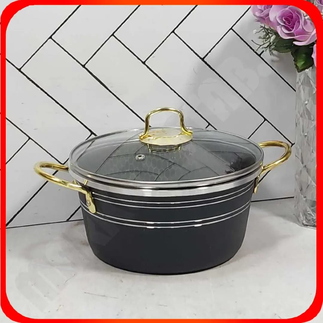 قابلمه تک مشکی سایز 20 دسته طلایی زومبا