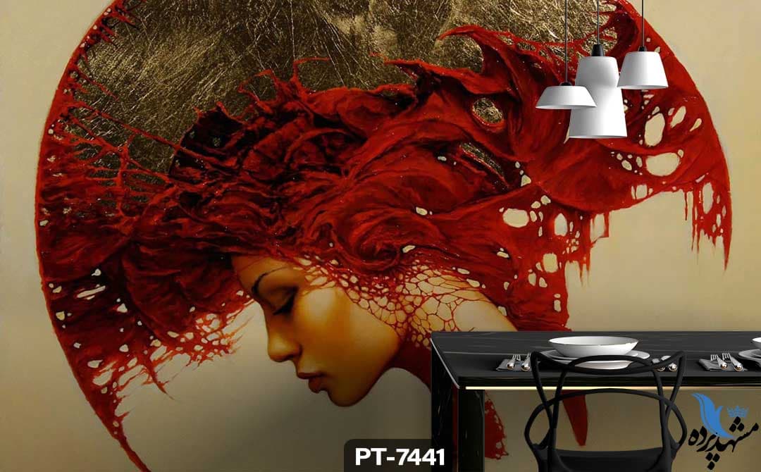 پوستر دیواری طرح چهره نیمرخ زن کد PT7441