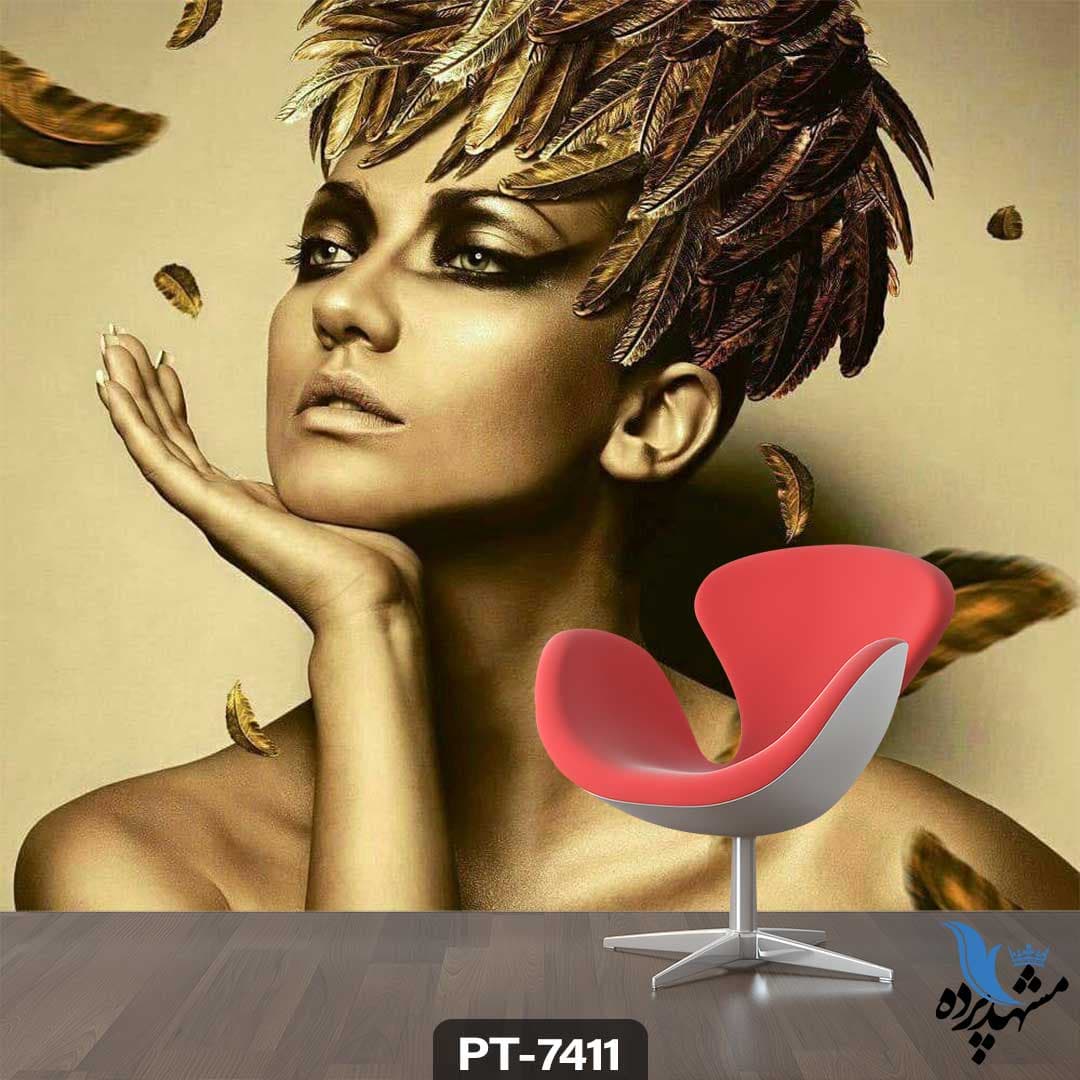پوستر دیواری طرح چهره زن برنزه کد PT7411