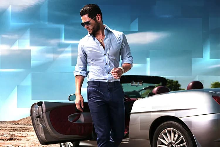 کاغذ دیواری سه بعدی استایل مردانه و ماشین