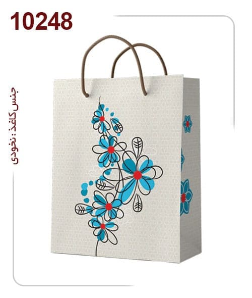ساکدستی فانتزی گل دار با کاغذ نخودی