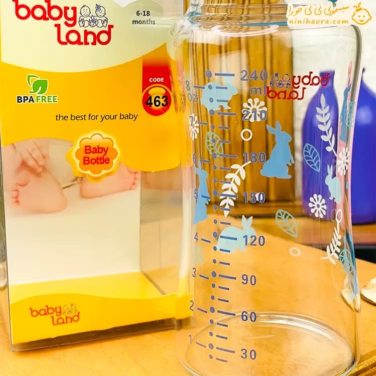 شیشه شیر پیرکس دهانه عریض 240 میل بی بی لند463 — تصویر ۳