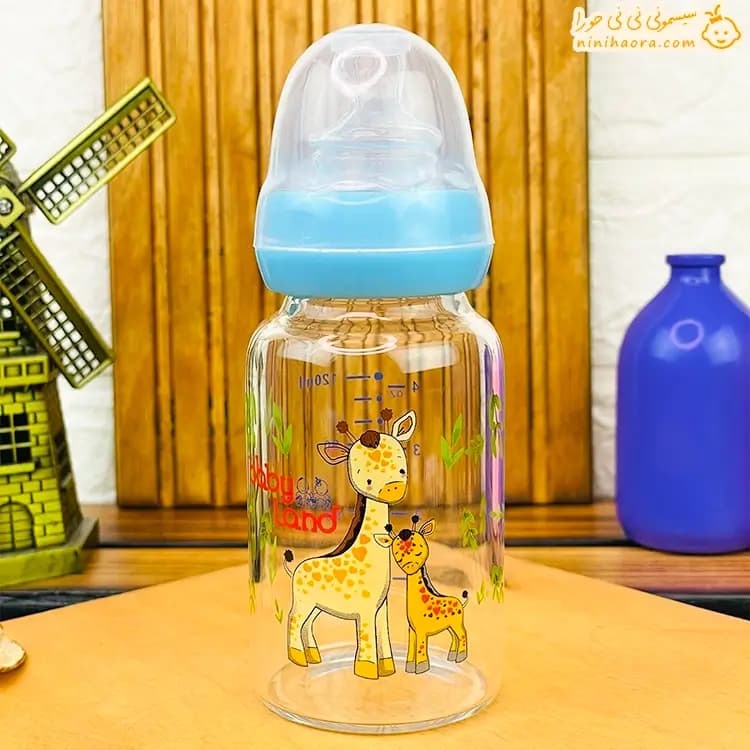 شیشه شیر پیرکس ۱۲۰ میل بی بی لند با سر شیشه ارتودنسی469 — تصویر ۲