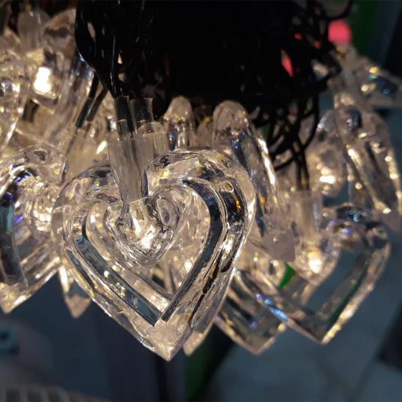 ریسه ال ای دی مدل قلب کریستالی کد 20Lamp طول 4.5 متر — تصویر ۳