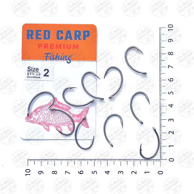 قلاب ماهیگیری RED CARP کپوری مدل CurvedShunk سایز ۲ بسته ۱۰ عددی