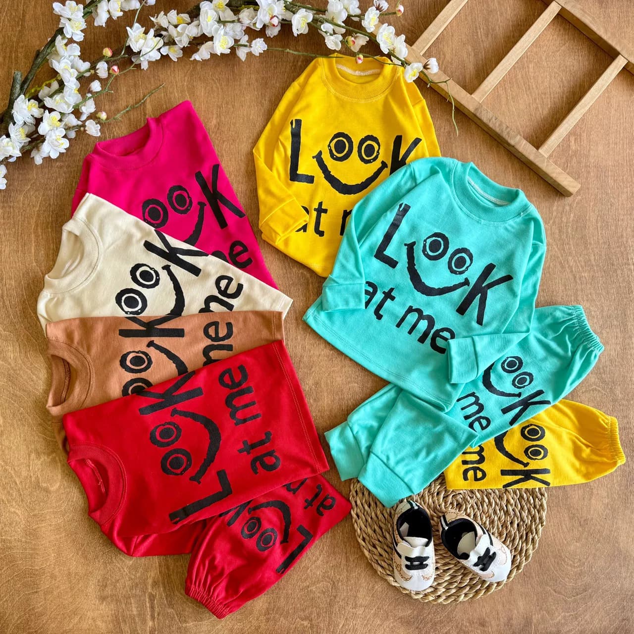 بلوز شلوار نخی لبخند look at me سایز 4 تا 6 کد 6226