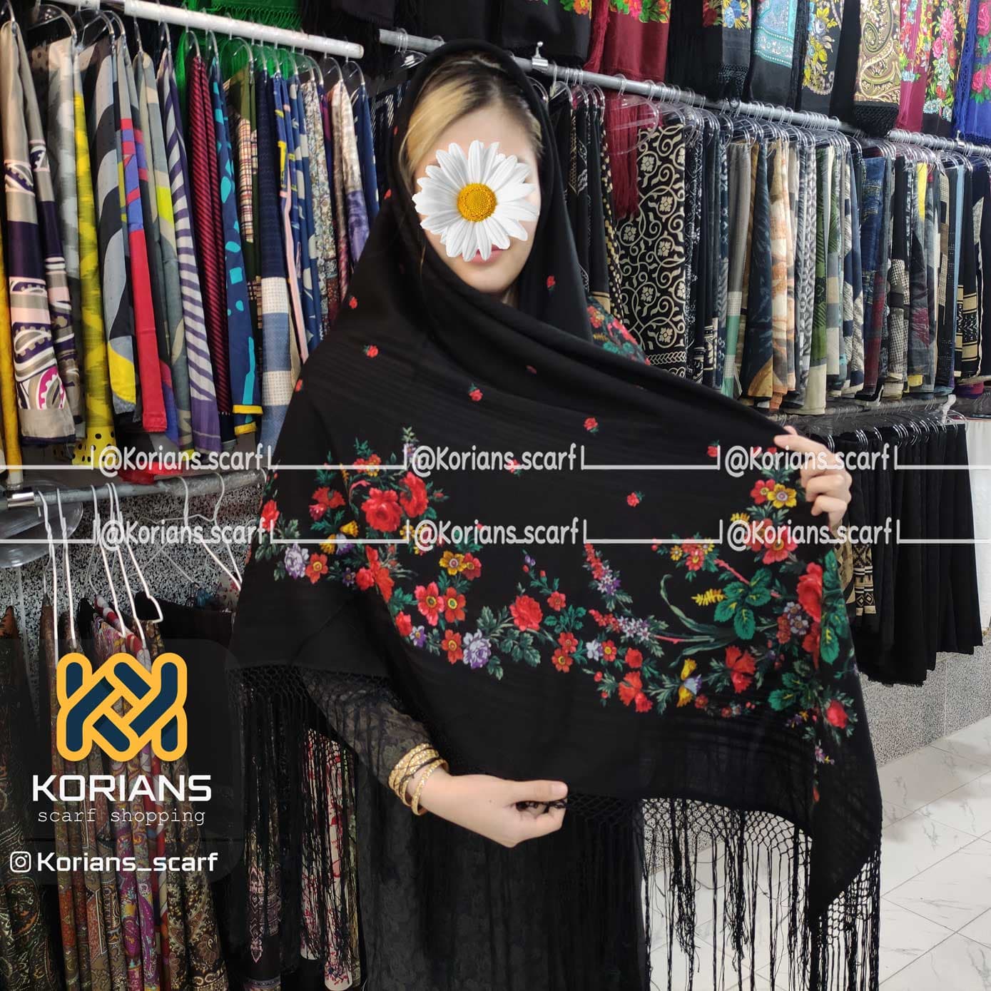 روسری ترکمنی پشمی طرح دلار rw1051