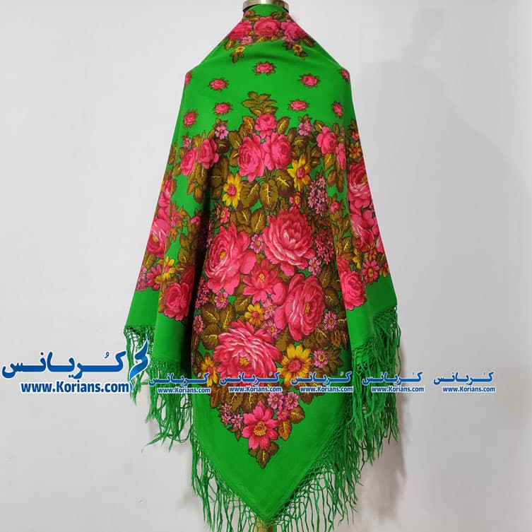 روسری ترکمن مدل آنق سبز کد rw6283 — تصویر ۳