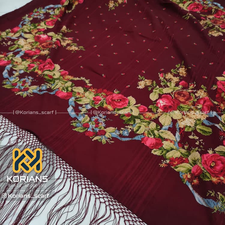روسری ترکمن پشمی طرح دلار کد Rw8668 — تصویر ۴