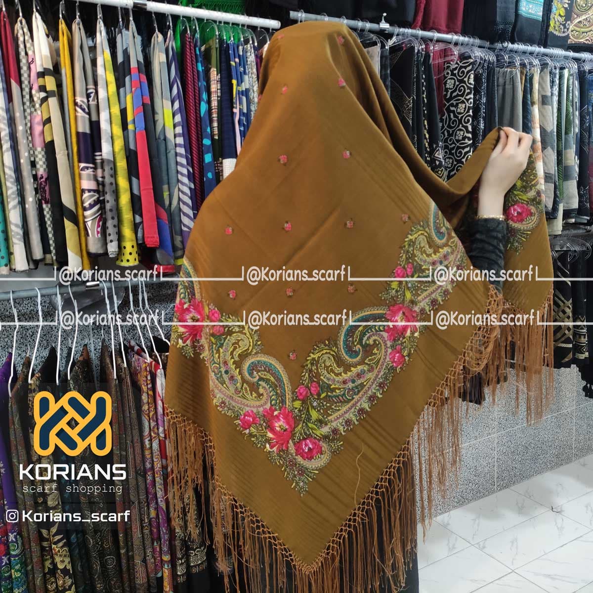 روسری ترک طرح طوفان کد rs4664 — تصویر ۳