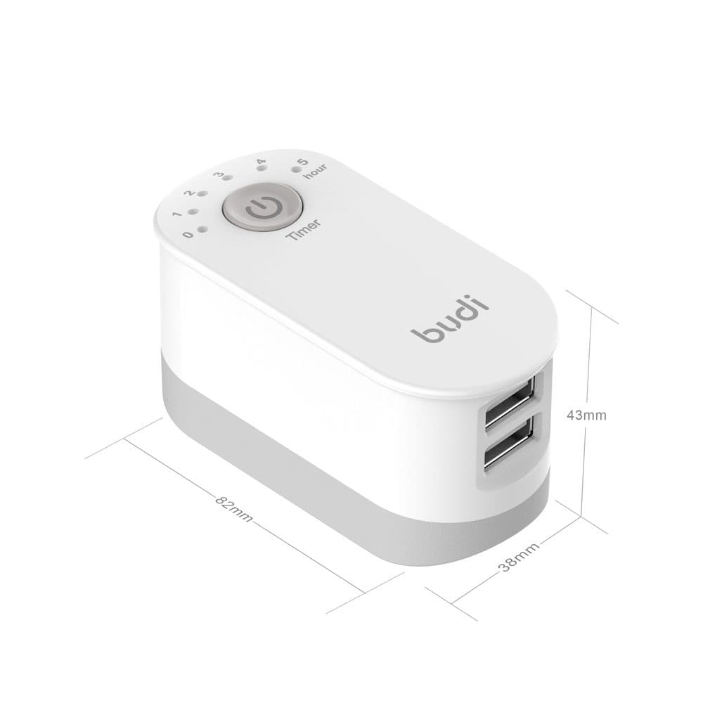 شارژر دو پورت تایمردار Budi M8J030U Rev A00 — تصویر ۲