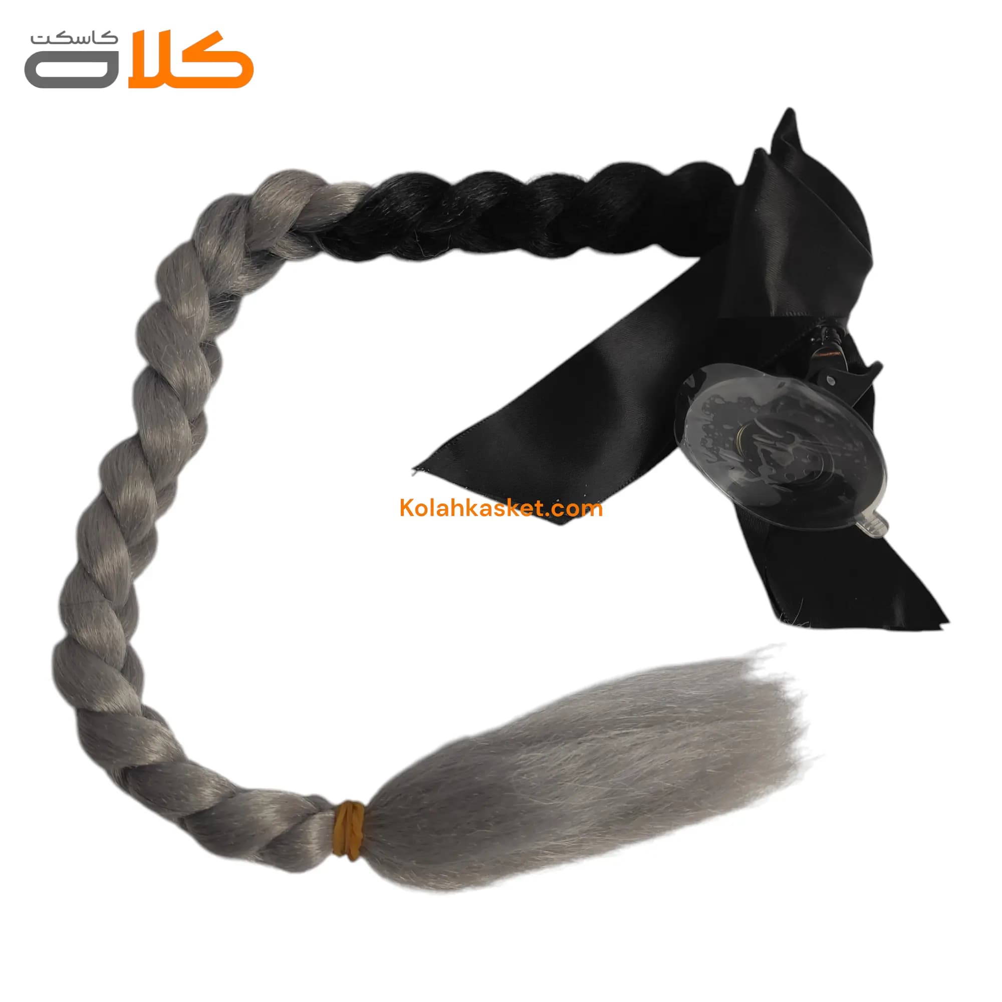 گیس و مو تزئینی کلاه کاسکت مخصوص بانوان رنگ مشکی طوسی
