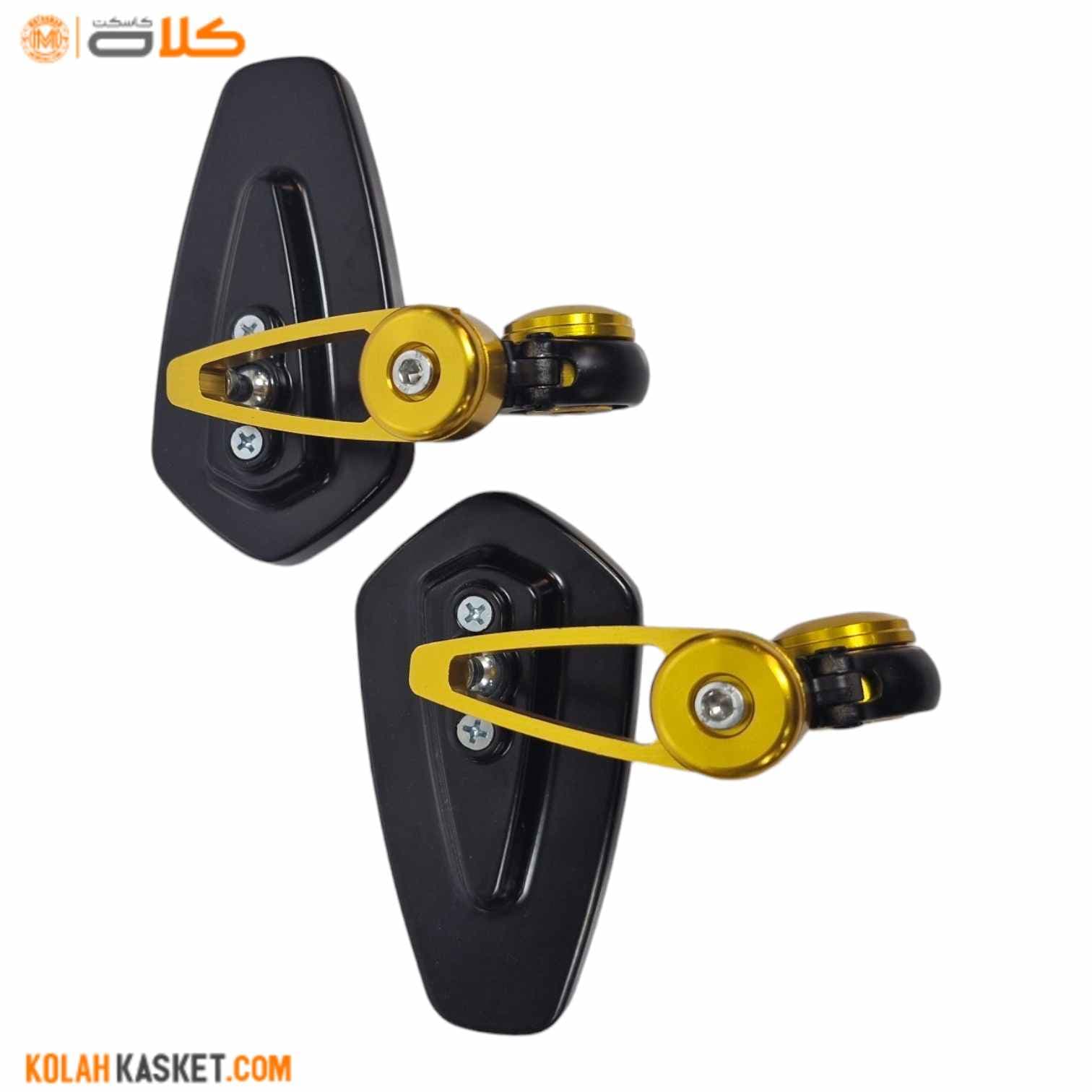 آینه موتور سیکلت سر فرمان CNC طلایی مدل T02 — تصویر ۳