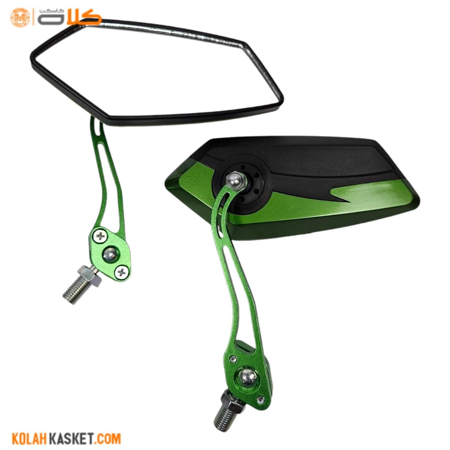 آینه تاشو تزئینی موتور سیکلت سبز کد T57 — تصویر ۲