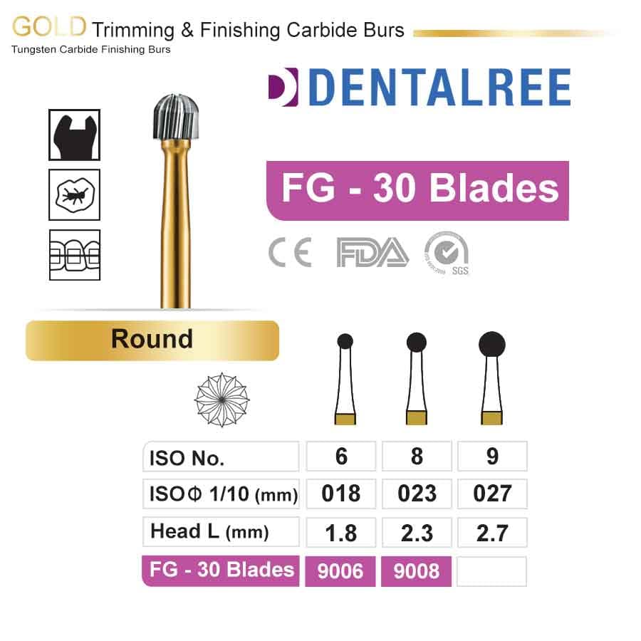 فرز توربین کارباید 30 پره Round dentalree — تصویر ۲