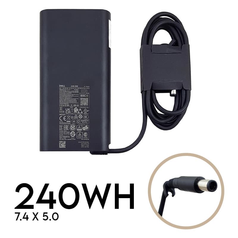 آداپتور لپ تاپ دل 240W | برند Gimo Plus | ولتاژ 19.5V 12.3A | سرفیش سردلی (5.0*7.4 میلی متر)