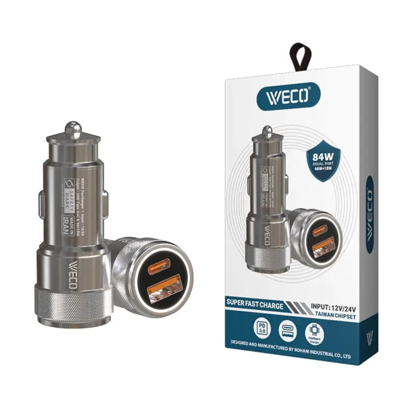 شارژر فندکی WECO 25 USB+PD 84W