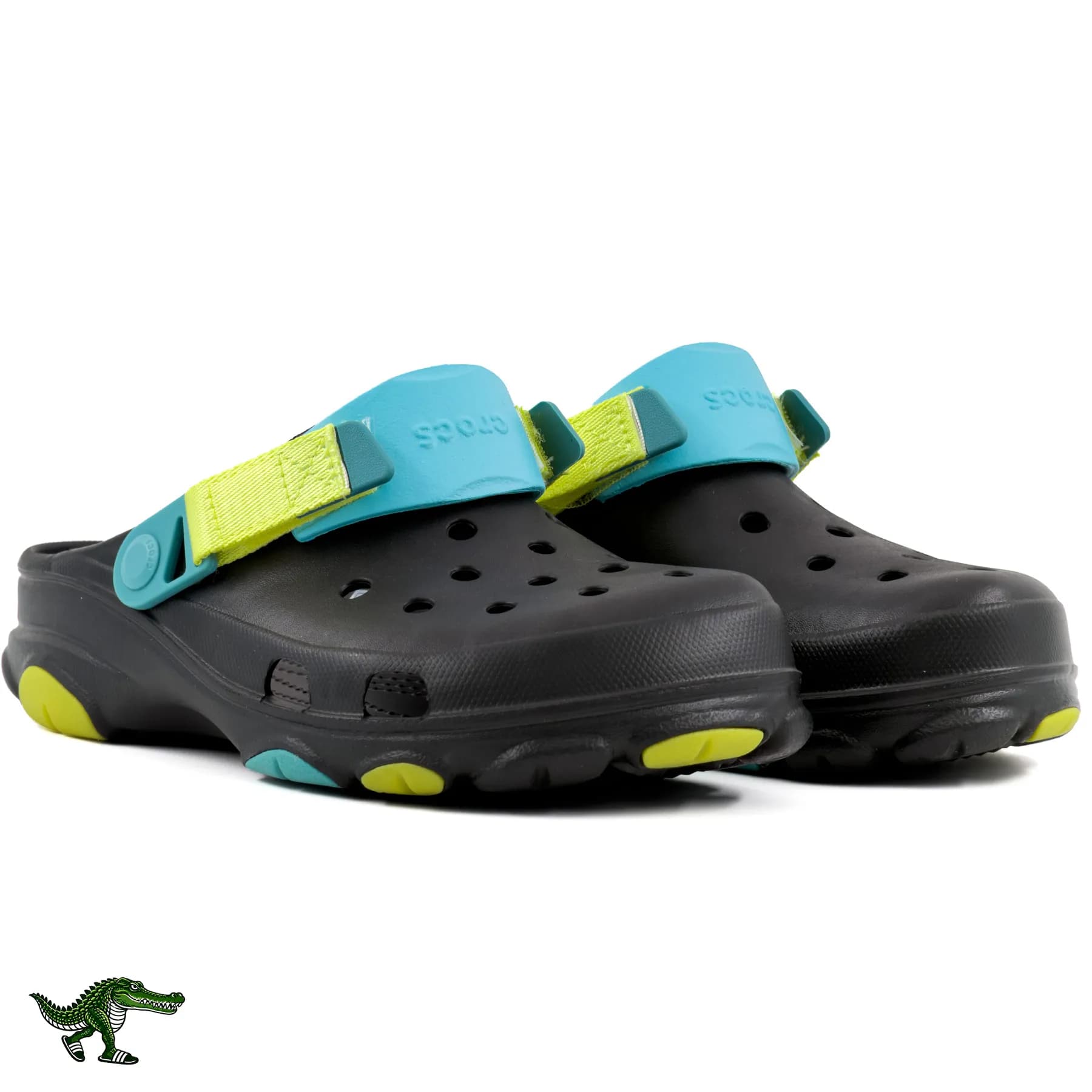 کراکس آل ترین مشکی فیروزهای لیمویی زنانه و مردانه | Crocs All Terrain — تصویر ۲