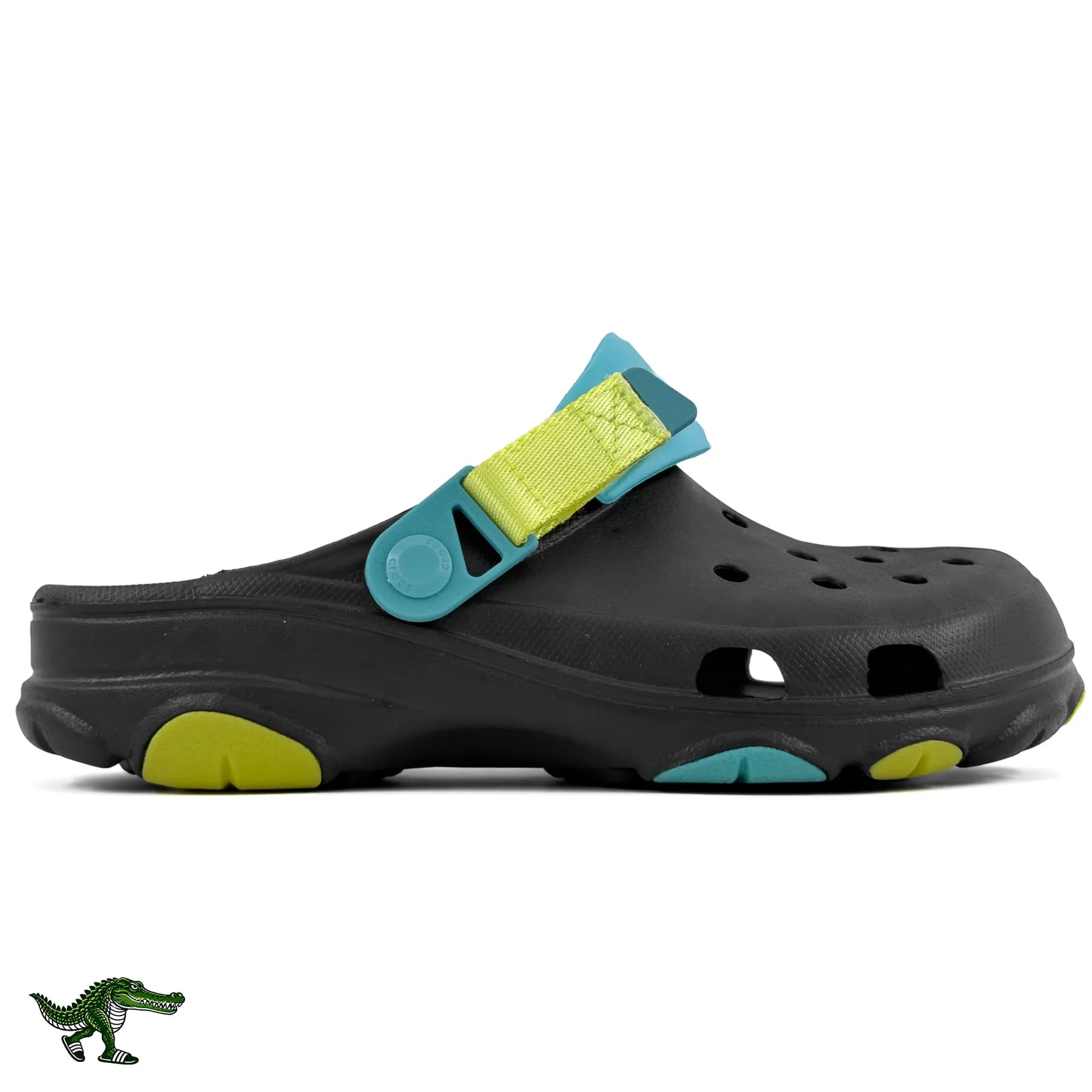 کراکس آل ترین مشکی فیروزه‌ای لیمویی زنانه و مردانه | Crocs All Terrain