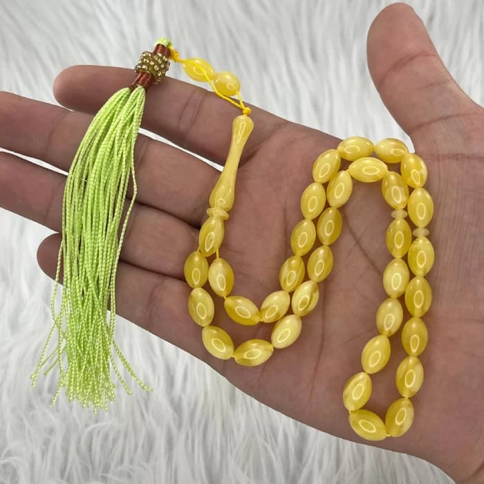 تسبیح پودر کهربا 33 دانه مهره بیضی کد TA10 — تصویر ۲