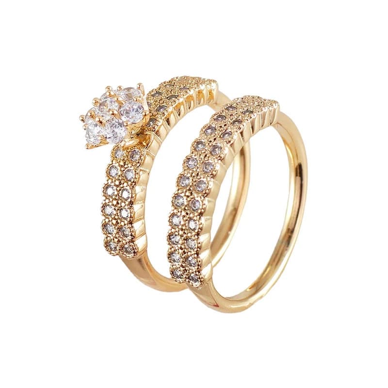 انگشتر زنانه ژوپینگ مدل حلقه و پشت حلقه کد XP000380 بسته دو عددی
