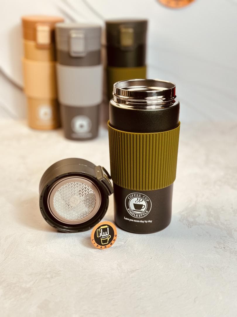 تراول ماگ کمربند سیلیکونی COFFE حجم 380 میل کد 1857 — تصویر ۶