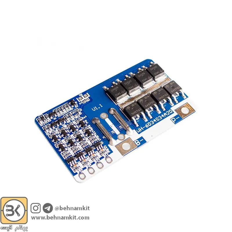 ماژول محافظ شارژ باتری لیتیومی 4 سل 20 آمپر wh-6034s34a20
