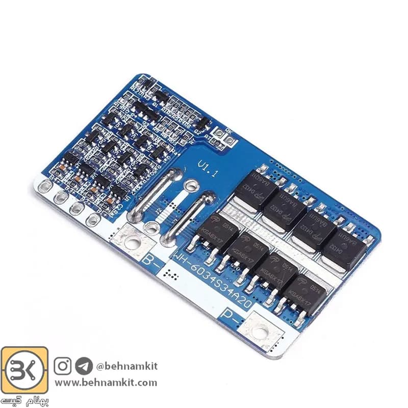 ماژول محافظ شارژ باتری لیتیومی 4 سل 20 آمپر wh-6034s34a20 — تصویر ۵
