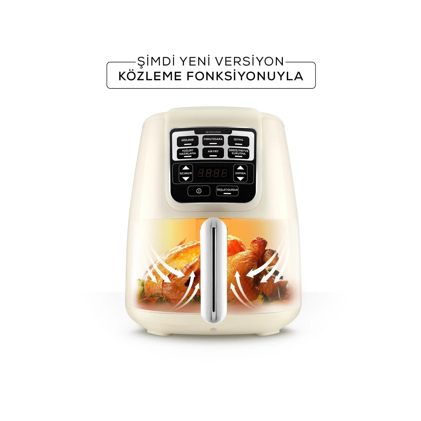 هواپز و سرخ کن بدون روغن سفید کاراجا Karaca Air Pro Cook Köz XL Airfryer Starlight — تصویر ۴