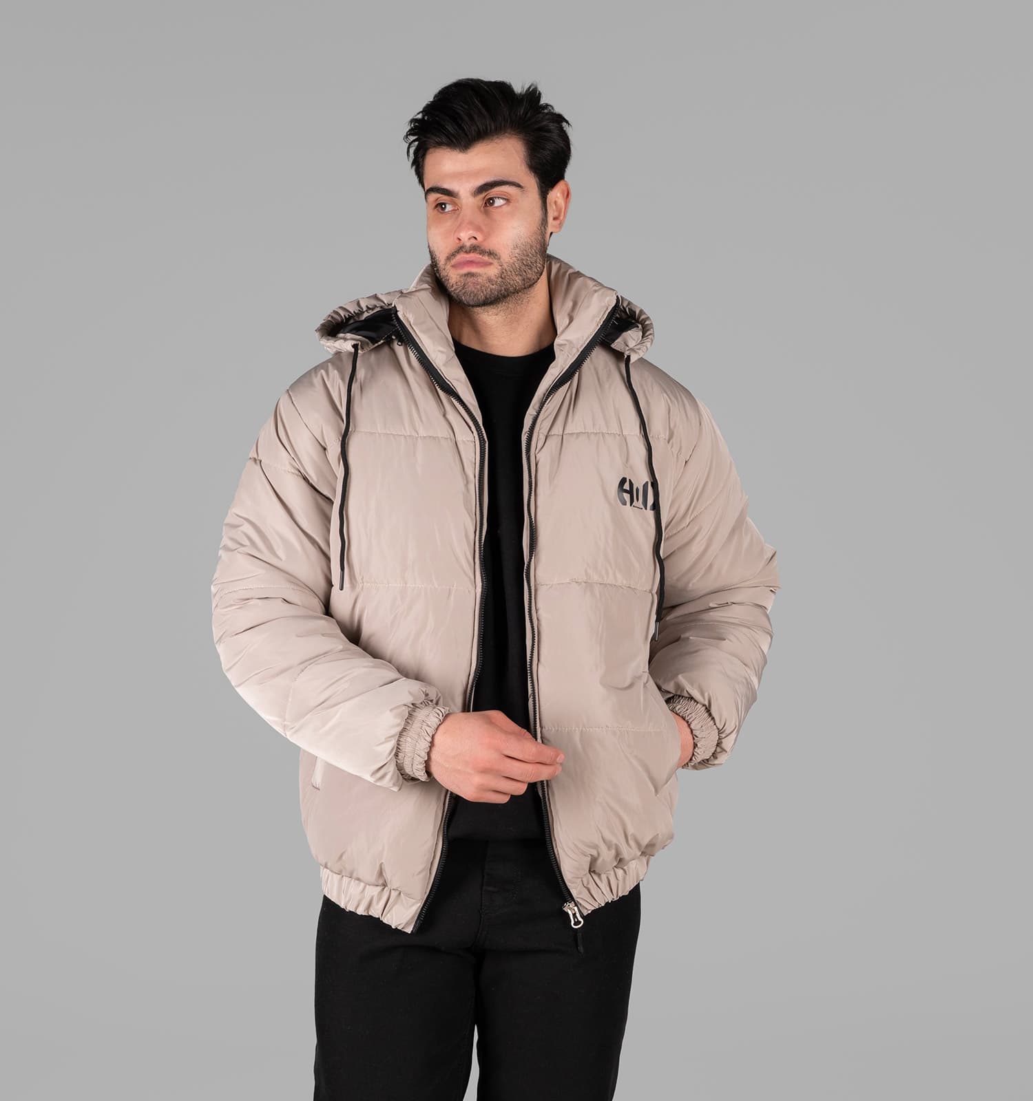 کاپشن مردانه نرمال ساده مموری کرم کد 49321 — تصویر ۲